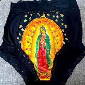 High wasted vintage black panty  /Virgin Mary
